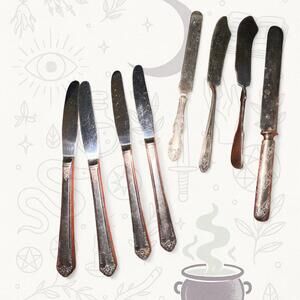 Vintage Butter Knife Lot – Set of 8 Mixed Silverplate Flatware Replacement